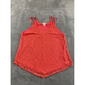 Exclusive One Women Coral Floral Lace Sharkbite Hem Tank Top XL MY7292